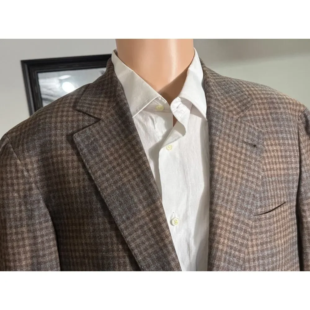Brunello cucinelli Brown Rust Checked Blazer Sport Jacket Tweed Cashmere 50/40R